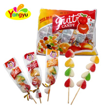 Halal Sweet Fruity Heart Sugar Coated Soft Jelly Lollipop